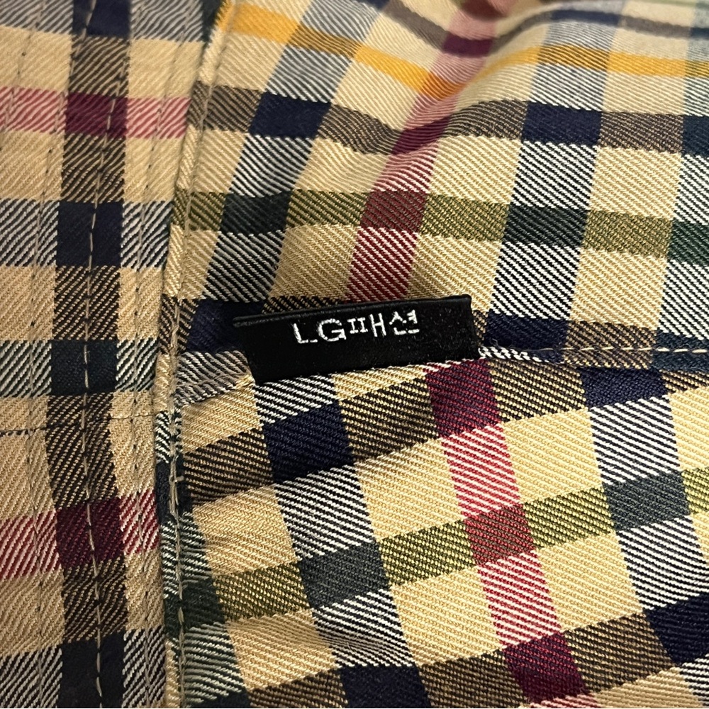 DAKS London Reversible Bucket Hat Navy Tan Check Plaid Classic Luxury - Picture 5 of 6